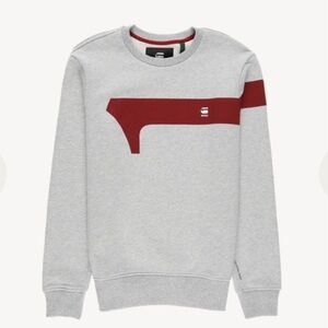 G-Star Raw Graphic Logo Crew Neck Sweatshirt Gray/Burgundy Men’s XXL